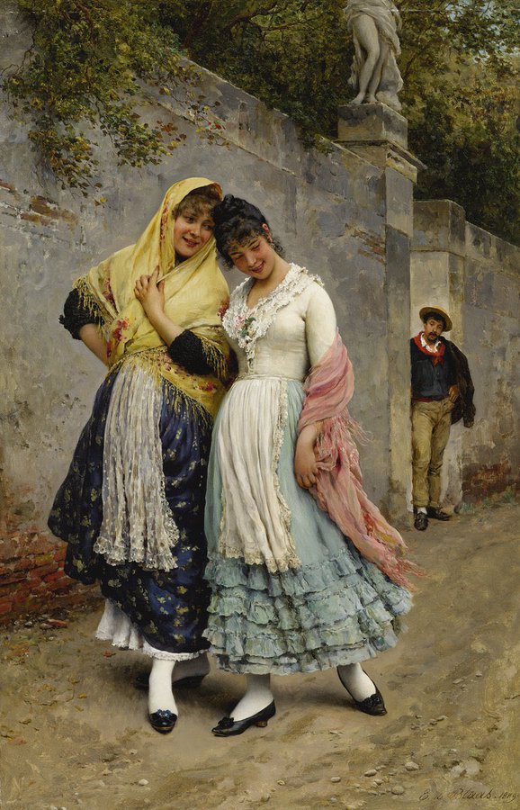 The Flirtation, by Italian painter Eugene de Blaas (1889). In private collection. 