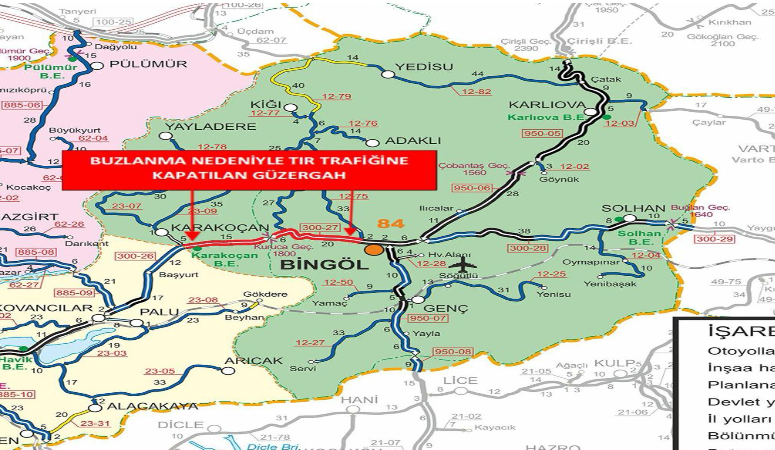 Bingöl Elazığ yolu trafiğe kapatıldı