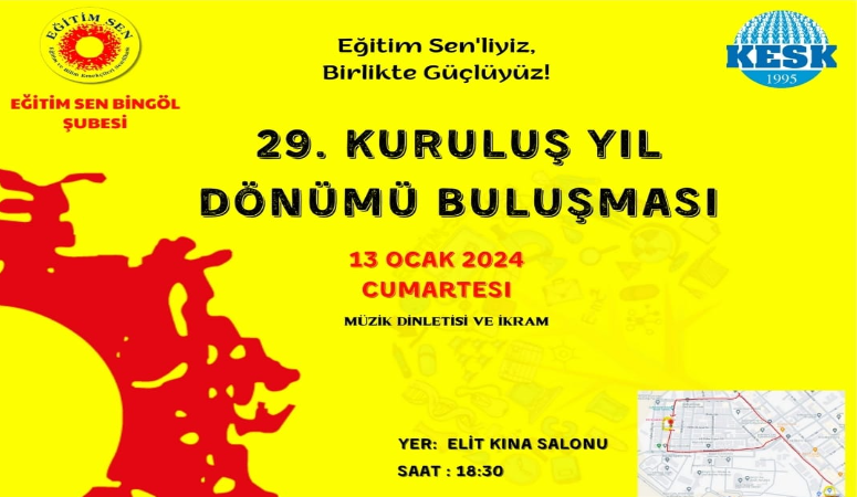 Bingöl Eğitim Sen 29. yılını kutluyor