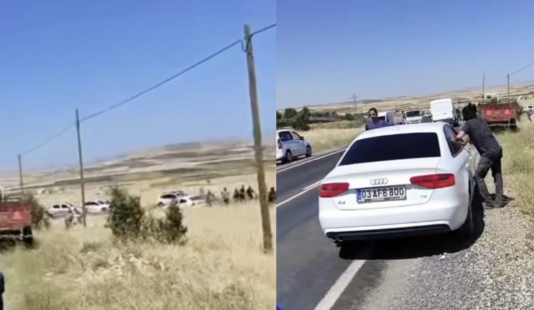 Mardin’de aile kavgası: Yolu kapattılar, yangın çıktı