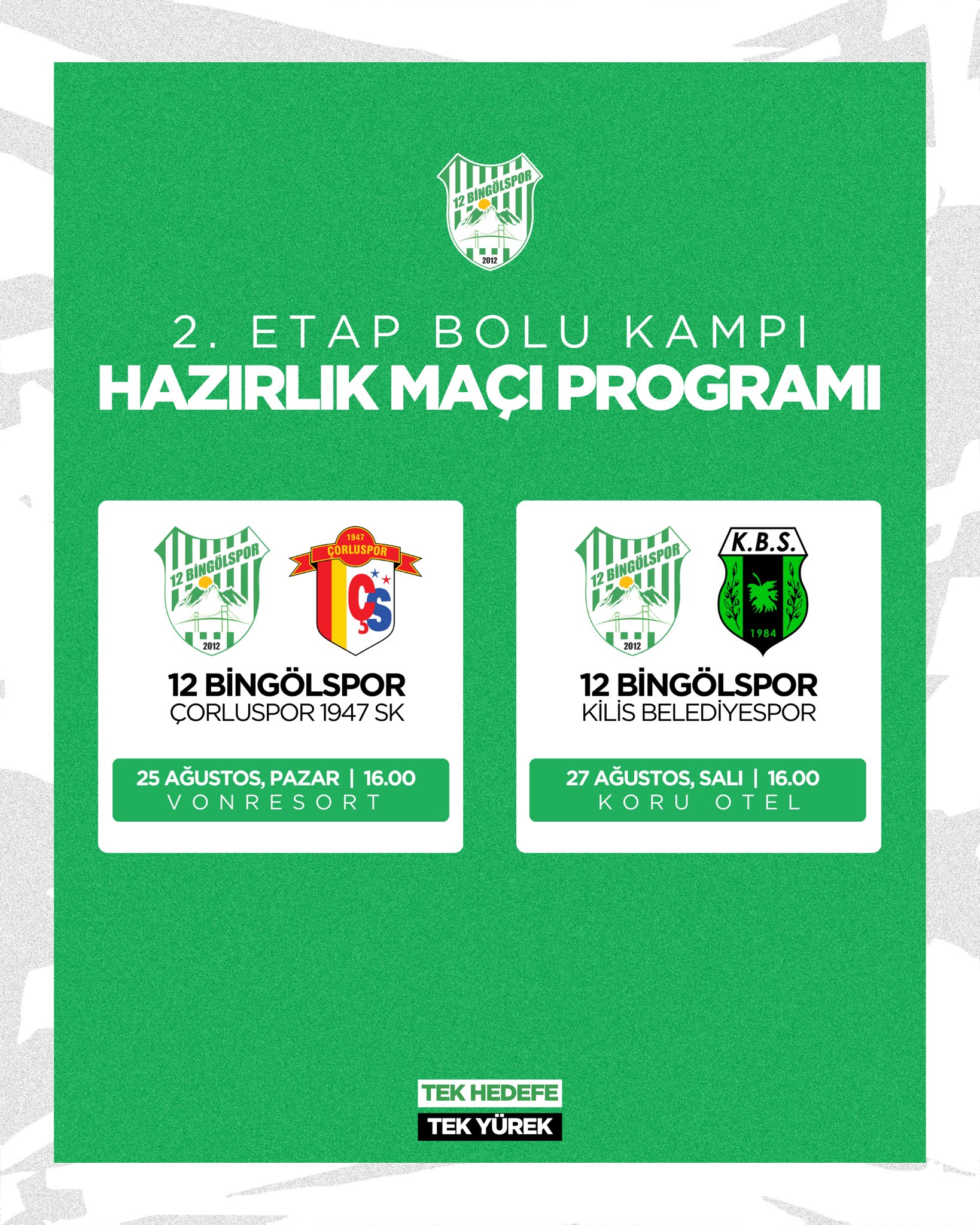 12 Bingölspor iki hazırlık maçı yapacak