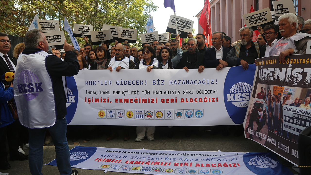 KESK’ten Adalet Bakanlığı önünde eylem: İhraç edilen KHK’lilerin hakları iade edilsin